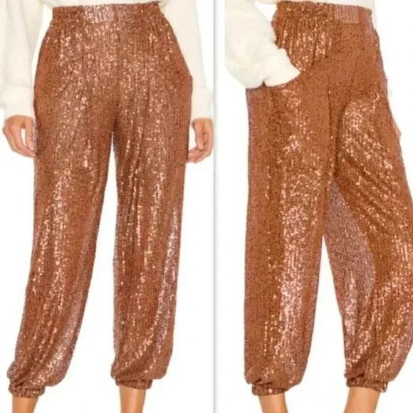 Free People Morelia Metallic Bronze Sequin Jogger XS - Picture 13 of 13